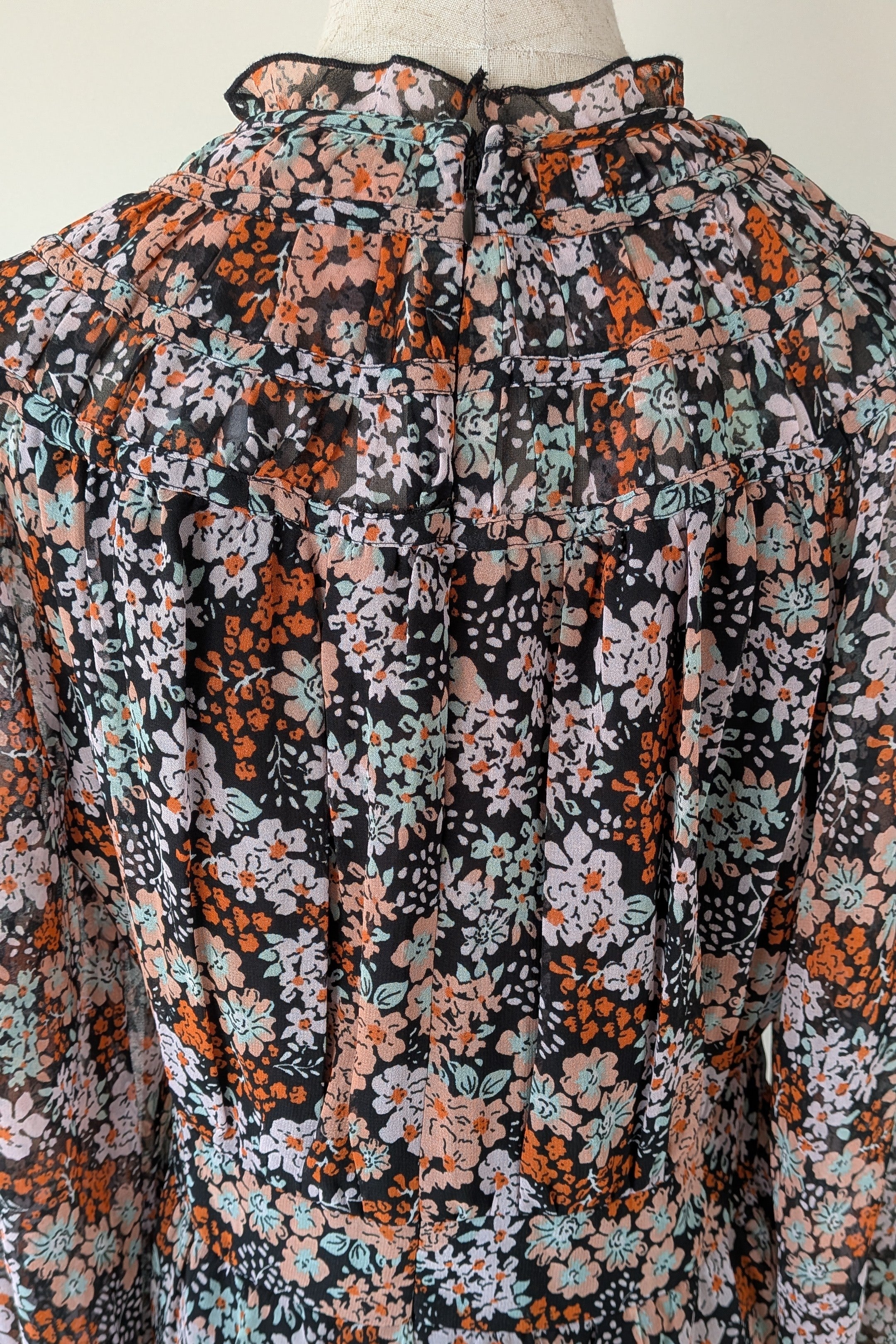 Topshop Floral Print Ruched Mini Dress Sz 14 RRP $80