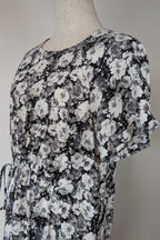 Veducci Linen Blend Floral Monochrome Dress Size 10