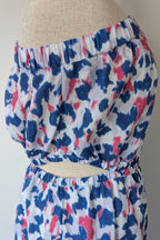 Witchery Linen One Shoulder Watercolour Print Midi Dress with Cut Out Size 16