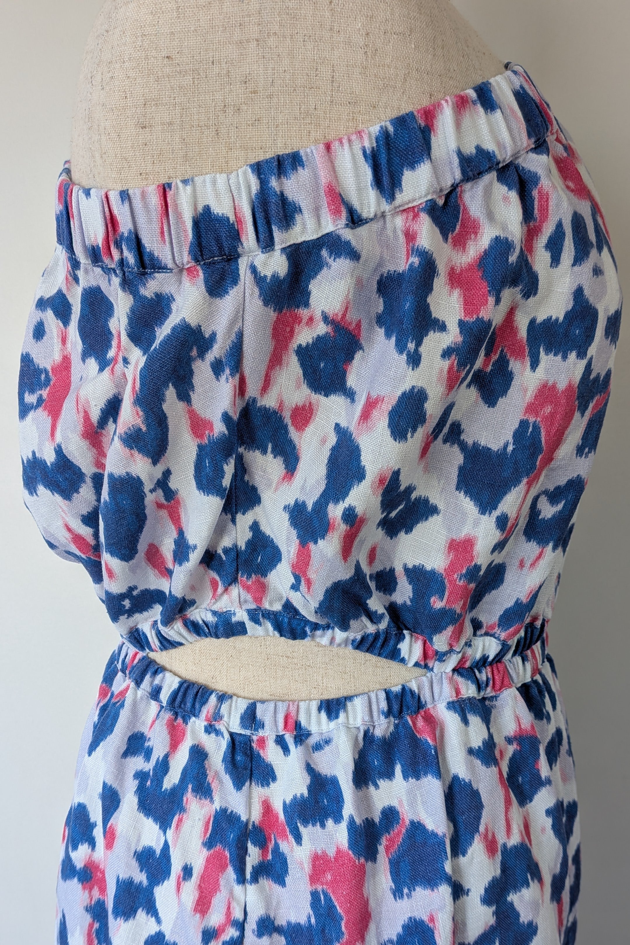 Witchery Linen One Shoulder Watercolour Print Midi Dress with Cut Out Size 16