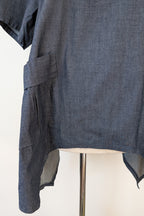 158C Blue Denim Cotton Blend Top in One Size
