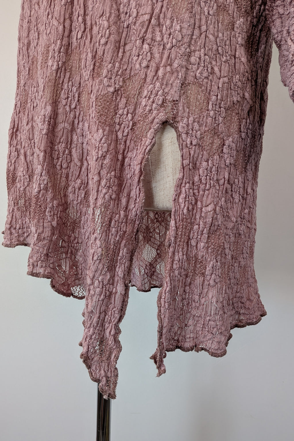 Lace Palace Antique Lace Crochet Pink Fairycore Tunic Top Size S/M