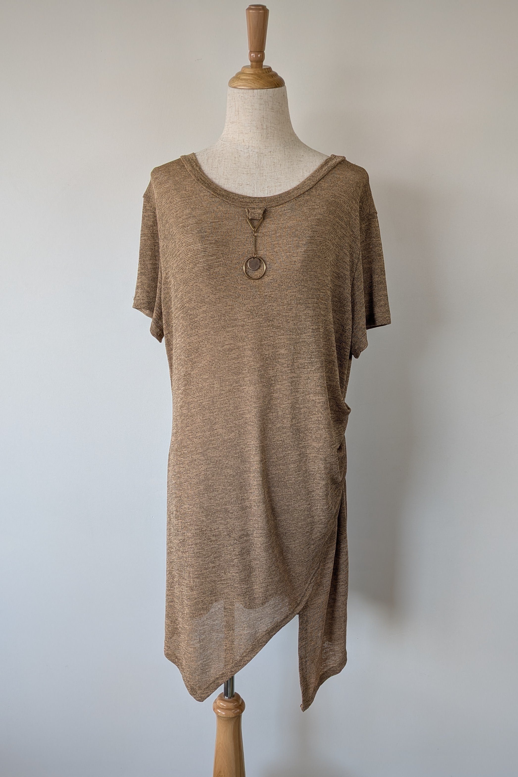 Olla Oh Bronze Side Gather Dress Size M Brand New With Tags