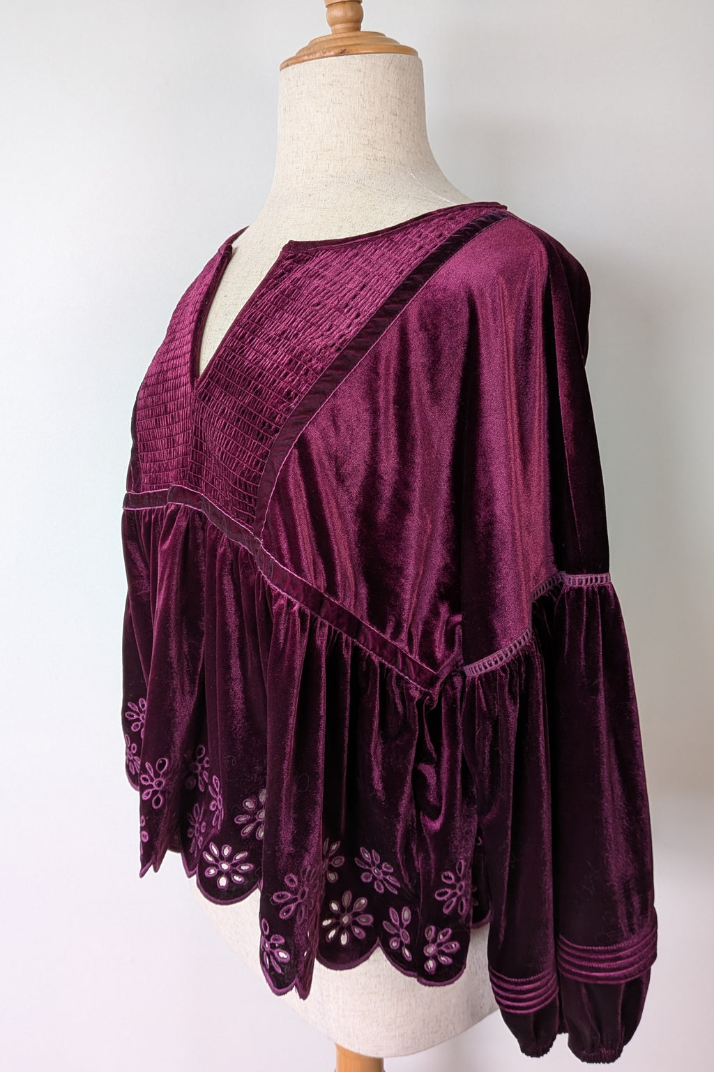 The Poetic Gypsy Burgundy Velvet Top Size 18/20