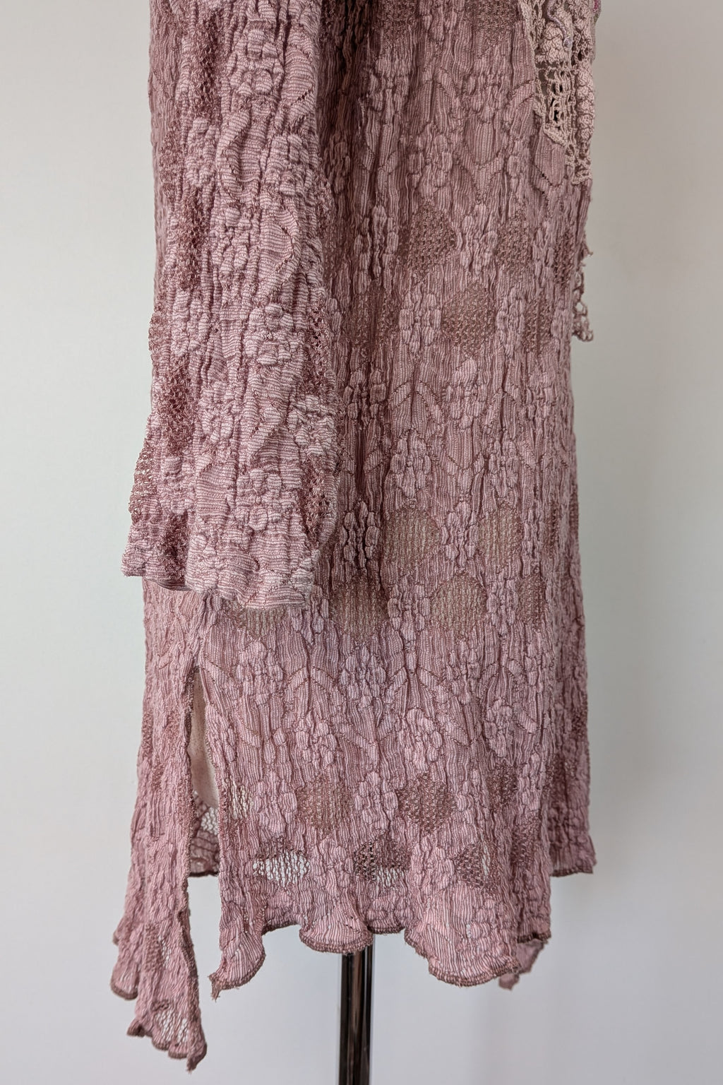Lace Palace Antique Lace Crochet Pink Fairycore Tunic Top Size S/M