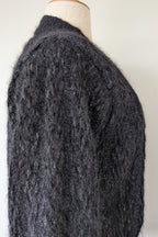 Vintage 80s Bettina Knits Black Wool Blend Bomber Cardigan Size S