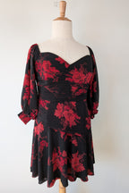 City Chic Crimson Garden Ruched Off The Shoulder Dress Size S