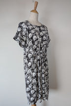 Veducci Linen Blend Floral Monochrome Dress Size 10