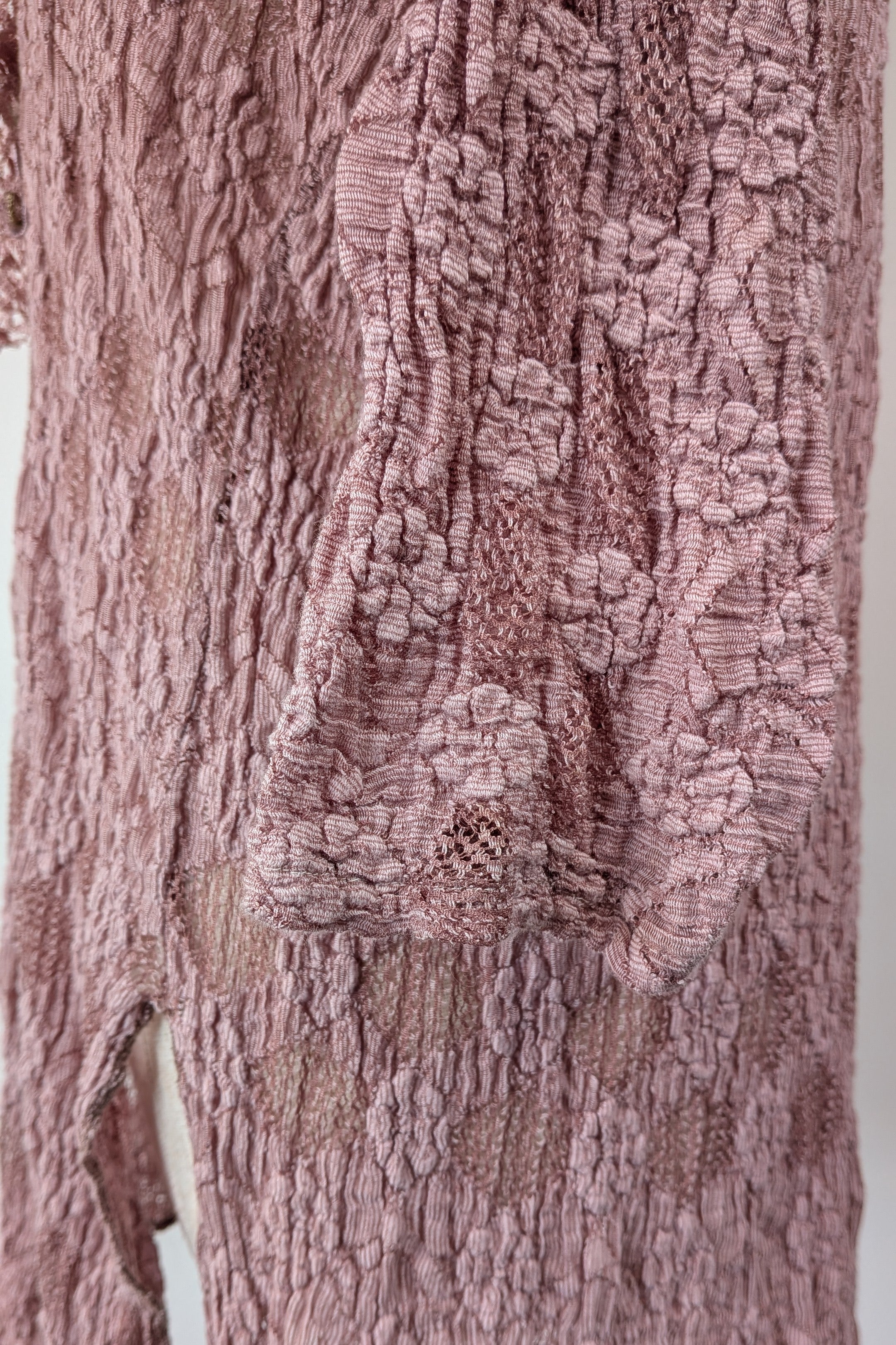 Lace Palace Antique Lace Crochet Pink Fairycore Tunic Top Size S/M