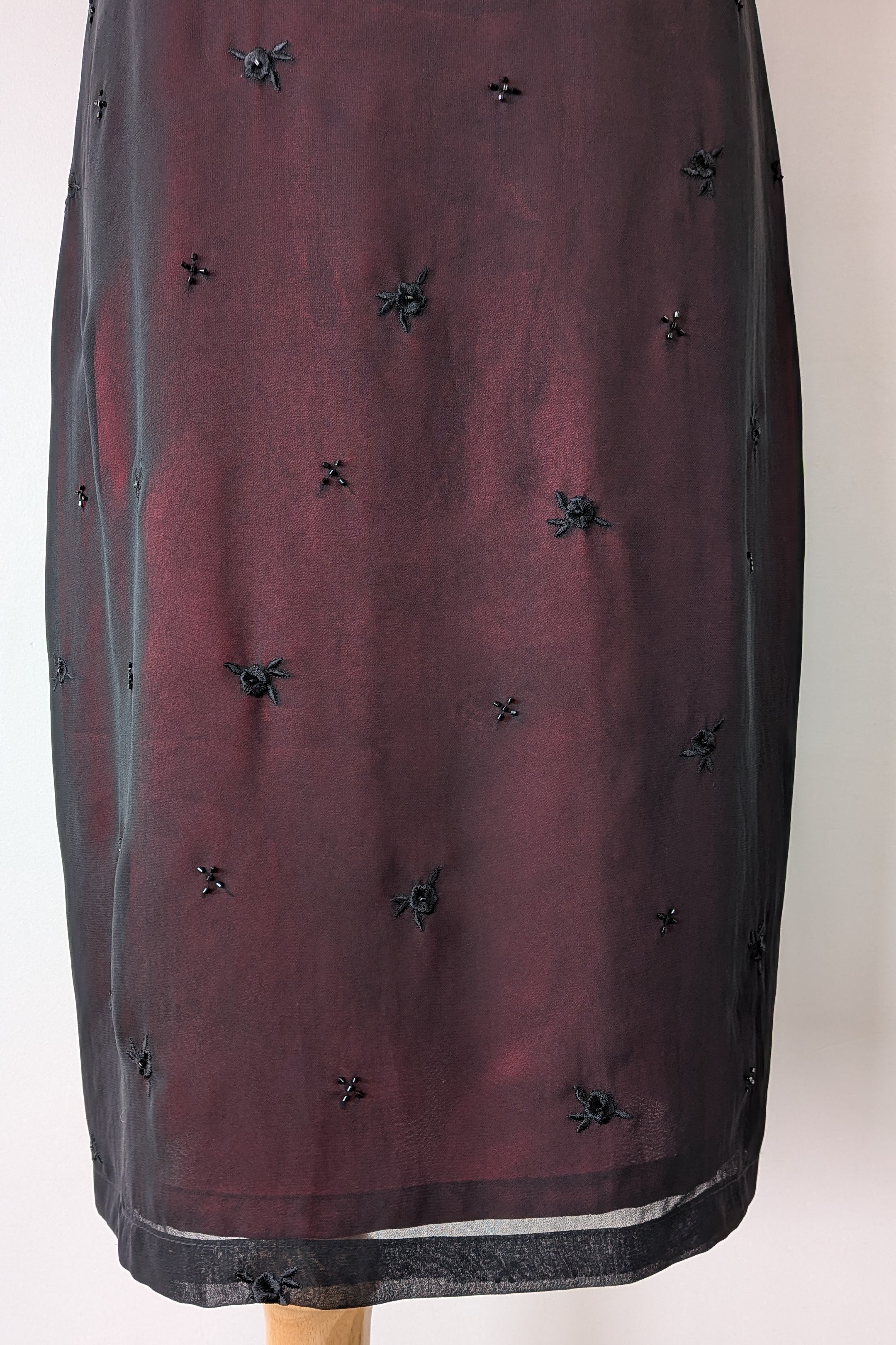 Vintage Y2K Suzanne Grae Red & Black Overlay Dress Size 12