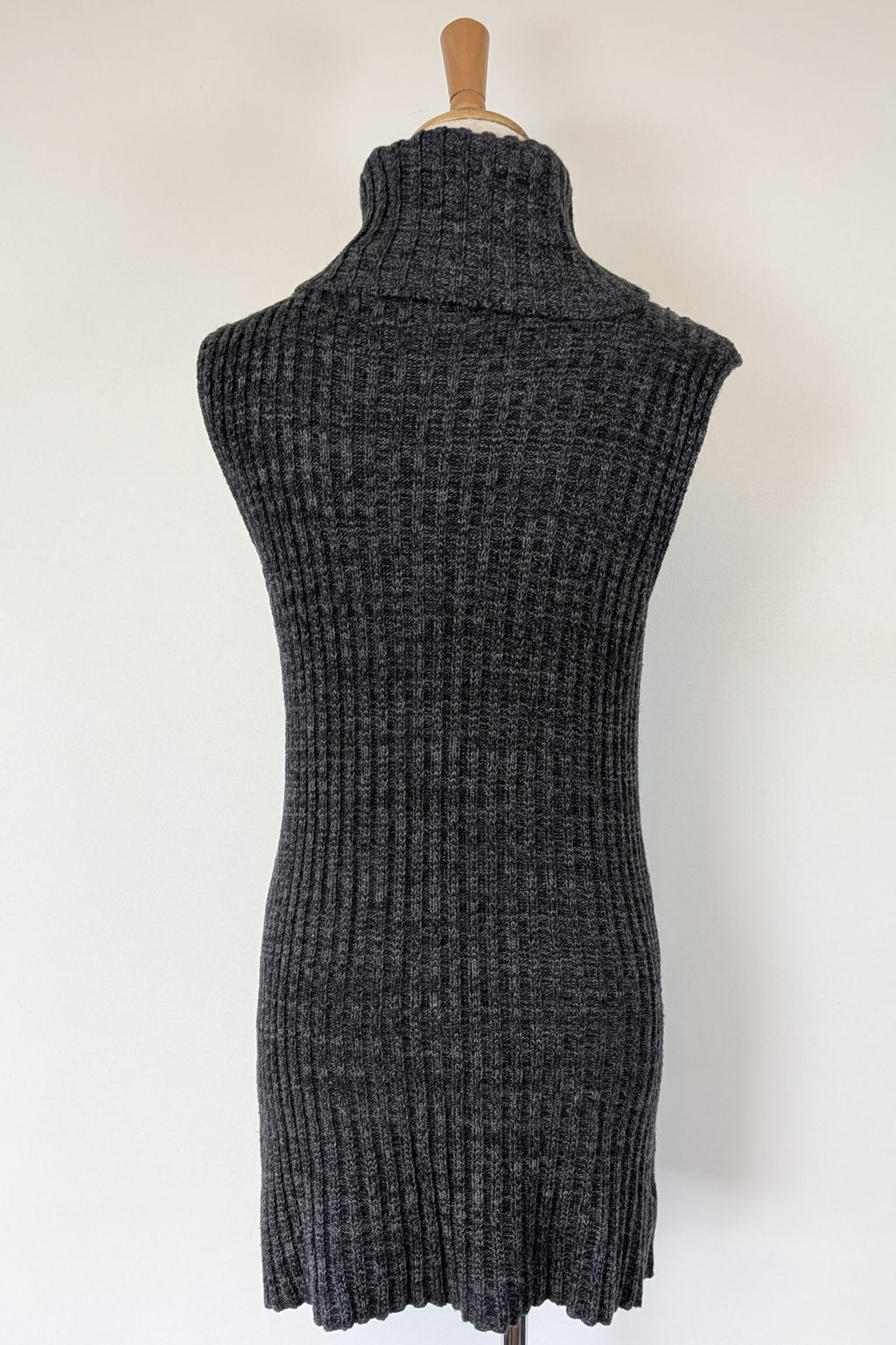 Country Road Grey Wool Cashmere Blend Rib Knit Sleeveless Turtleneck Jumper Size XS