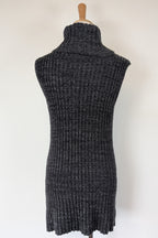 Country Road Grey Wool Cashmere Blend Rib Knit Sleeveless Turtleneck Jumper Size XS