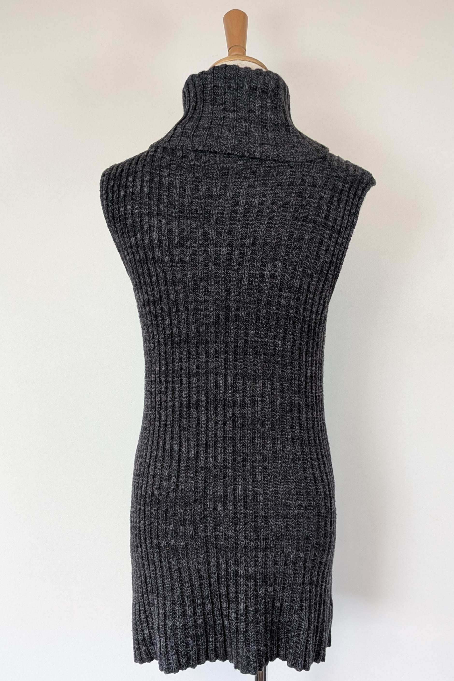 Country Road Grey Wool Cashmere Blend Rib Knit Sleeveless Turtleneck Jumper Size XS