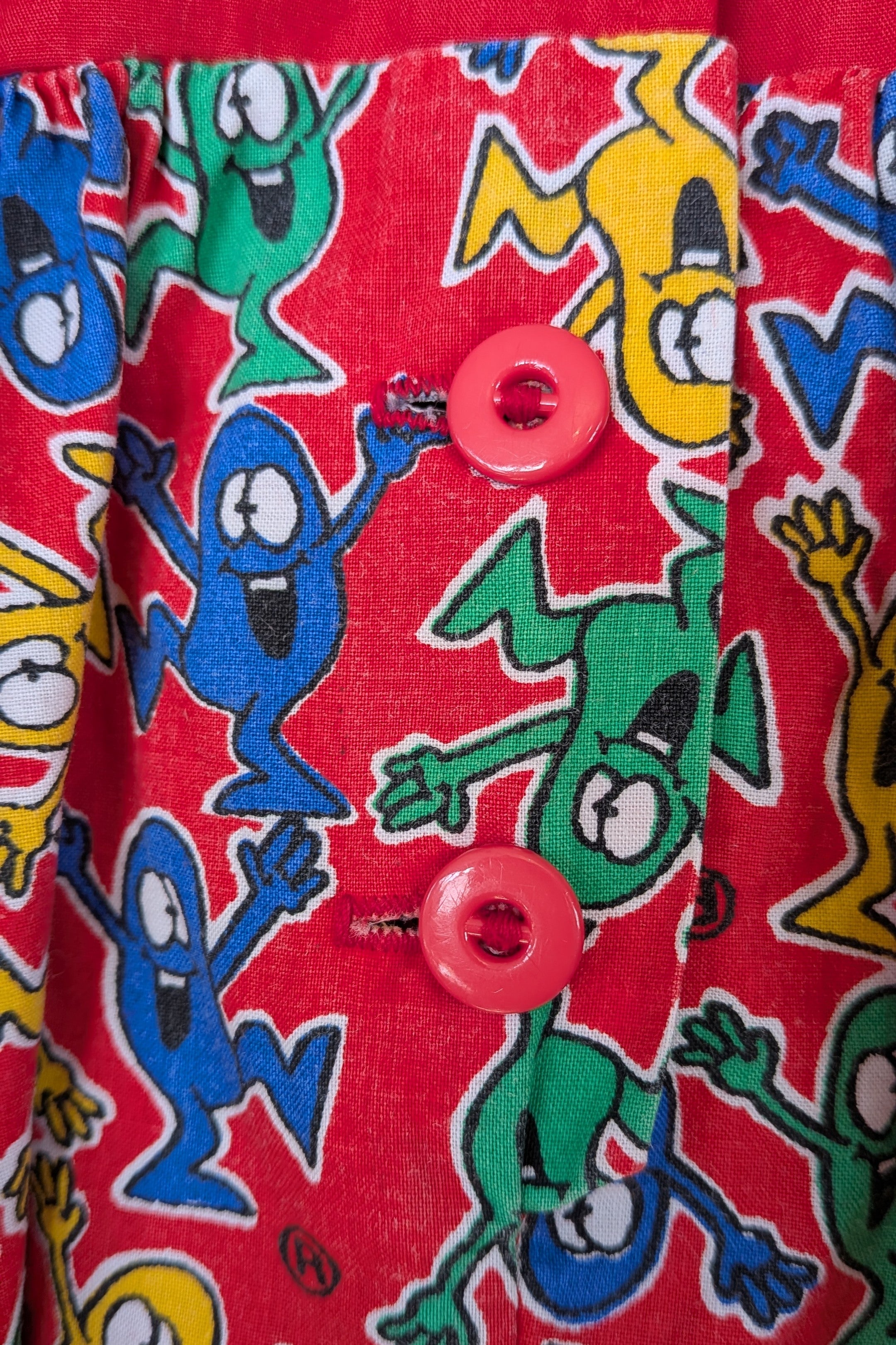 Vintage 80s GJ Design Australia Mr. Men Smock Dress Size 6