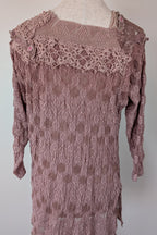 Lace Palace Antique Lace Crochet Pink Fairycore Tunic Top Size S/M
