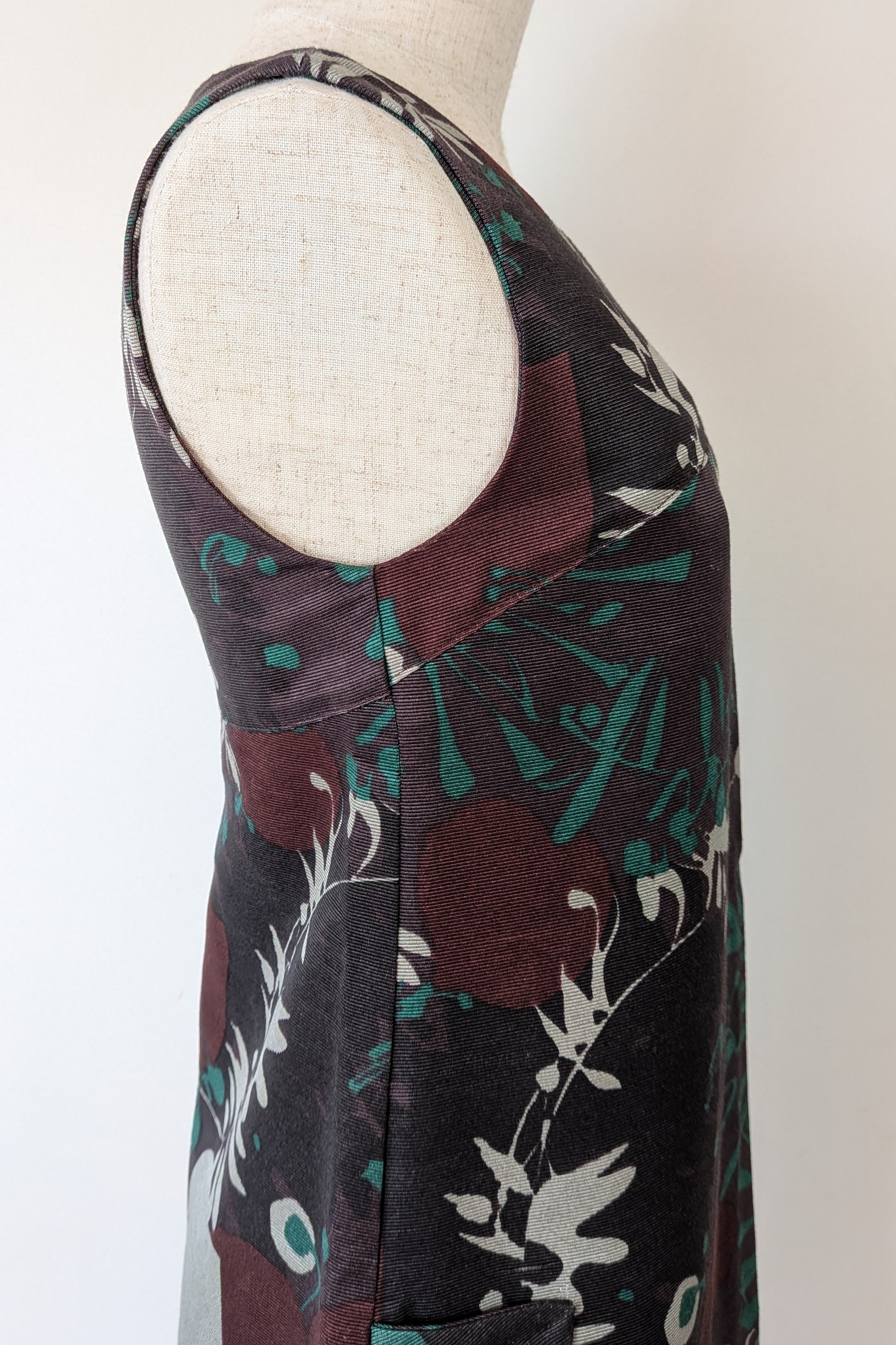 Vintage Cue Botanical Print Shift Dress Size 6