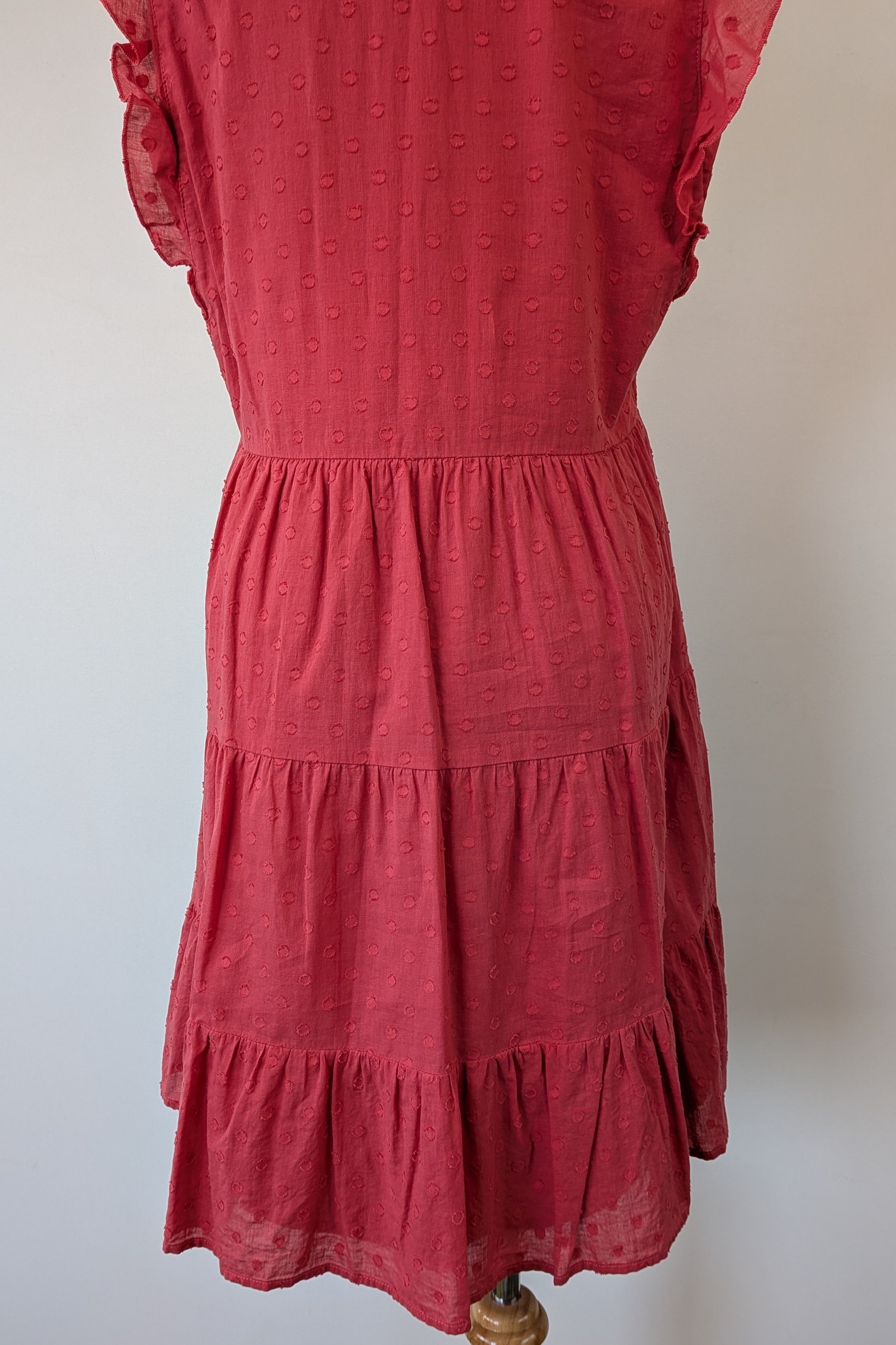French Connection Geranium Polka Dot 100% Cotton Flutter Sleeve Dress Size 8