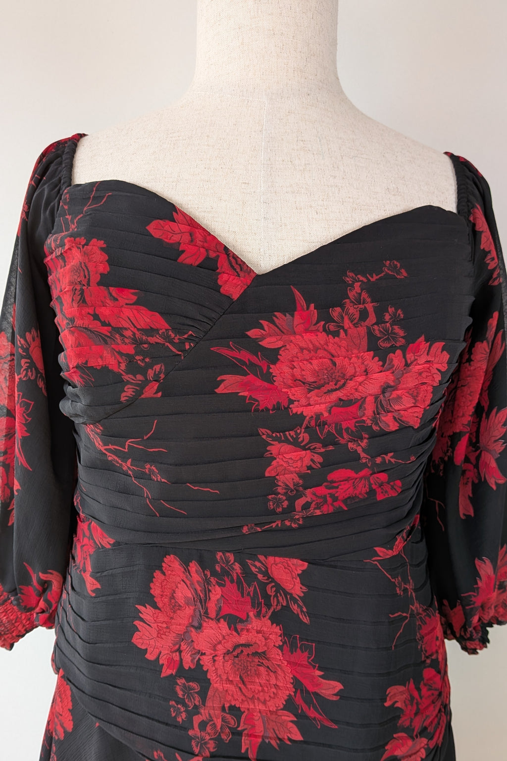 City Chic Crimson Garden Ruched Off The Shoulder Dress Size S