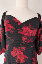 City Chic Crimson Garden Ruched Off The Shoulder Dress Size S
