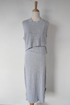 Ripe Maternity Silver Marle Layered Knit Nursing Dress Size M
