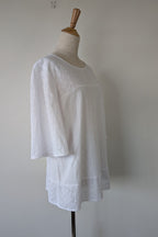 Blue Illusion 100% Organic Cotton White Embroidered Bell Sleeve Shirt Size M