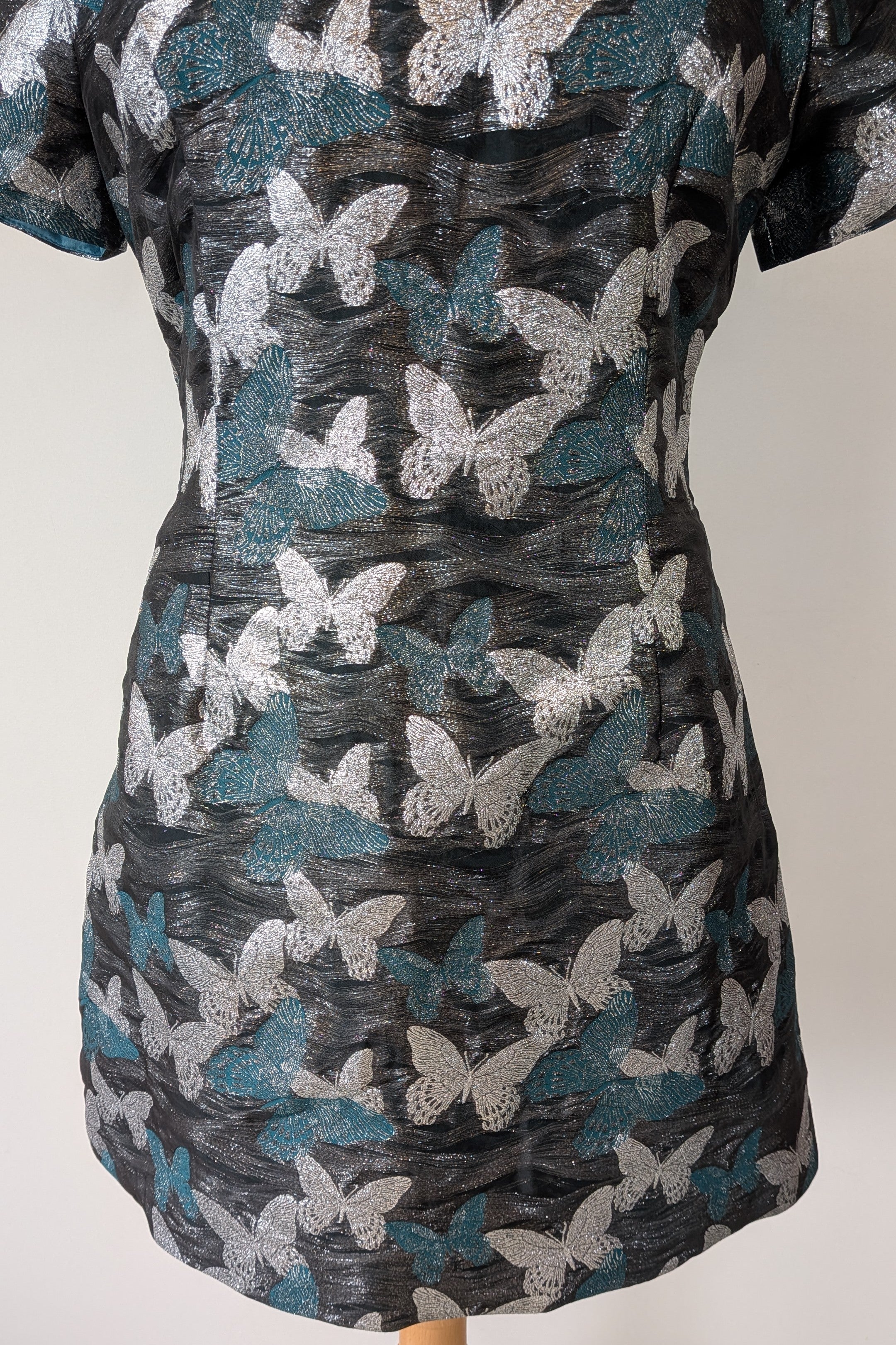 Contony Black Label Metallic Butterfly Sheath Mini Dress Size 14/16