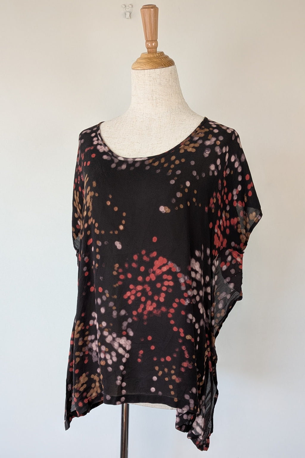 Vintage Y2K Kingan Jones 100% Silk Abstract Dot Top Size 12
