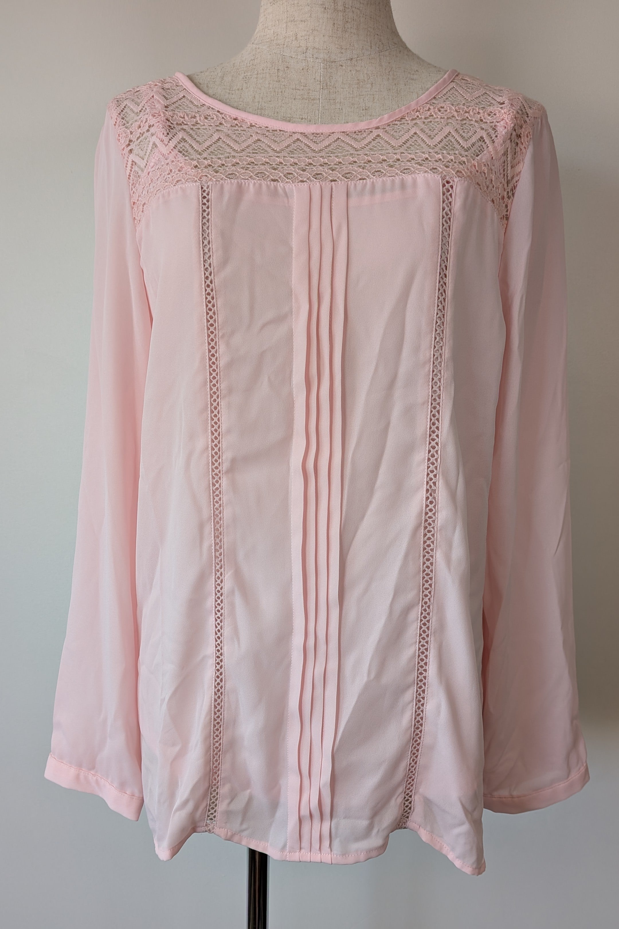 Liz Jordan Rue De Renne Pink Long Sleeve Lace Trim Top Size 14 Brand New With Tags RRP $99.95