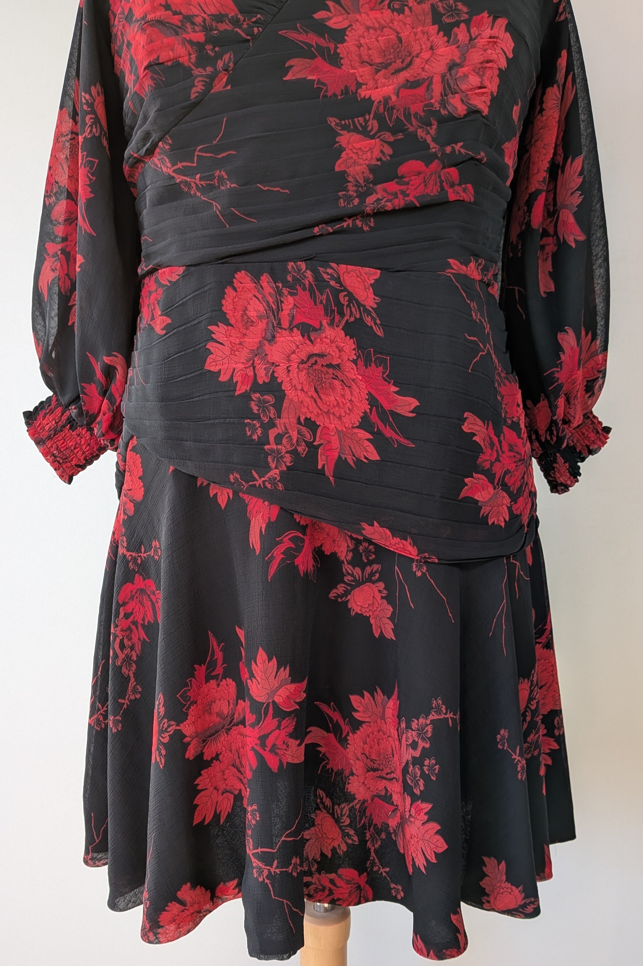 City Chic Crimson Garden Ruched Off The Shoulder Dress Size S