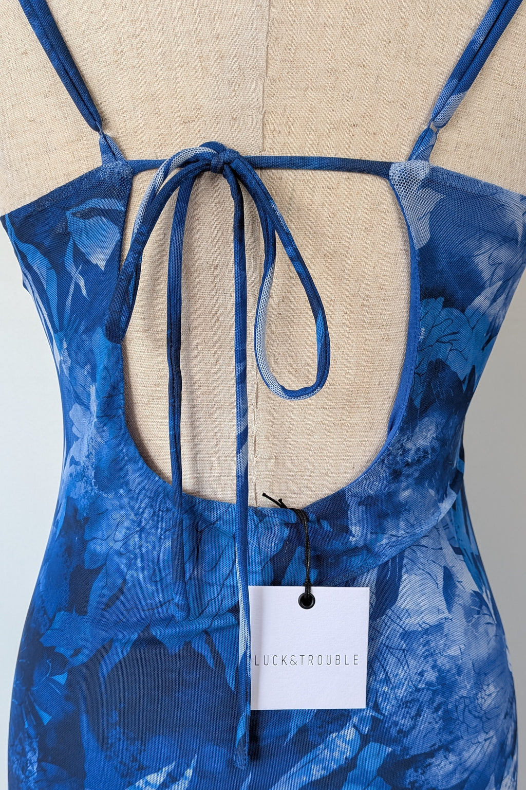 Luck & Trouble Lovesick Recycled Mesh Dress in Blue Size 16 BNWT RRP $70