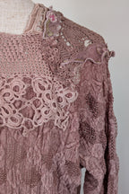 Lace Palace Antique Lace Crochet Pink Fairycore Tunic Top Size S/M