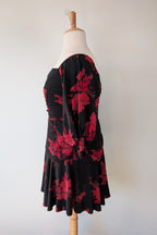 City Chic Crimson Garden Ruched Off The Shoulder Dress Size S