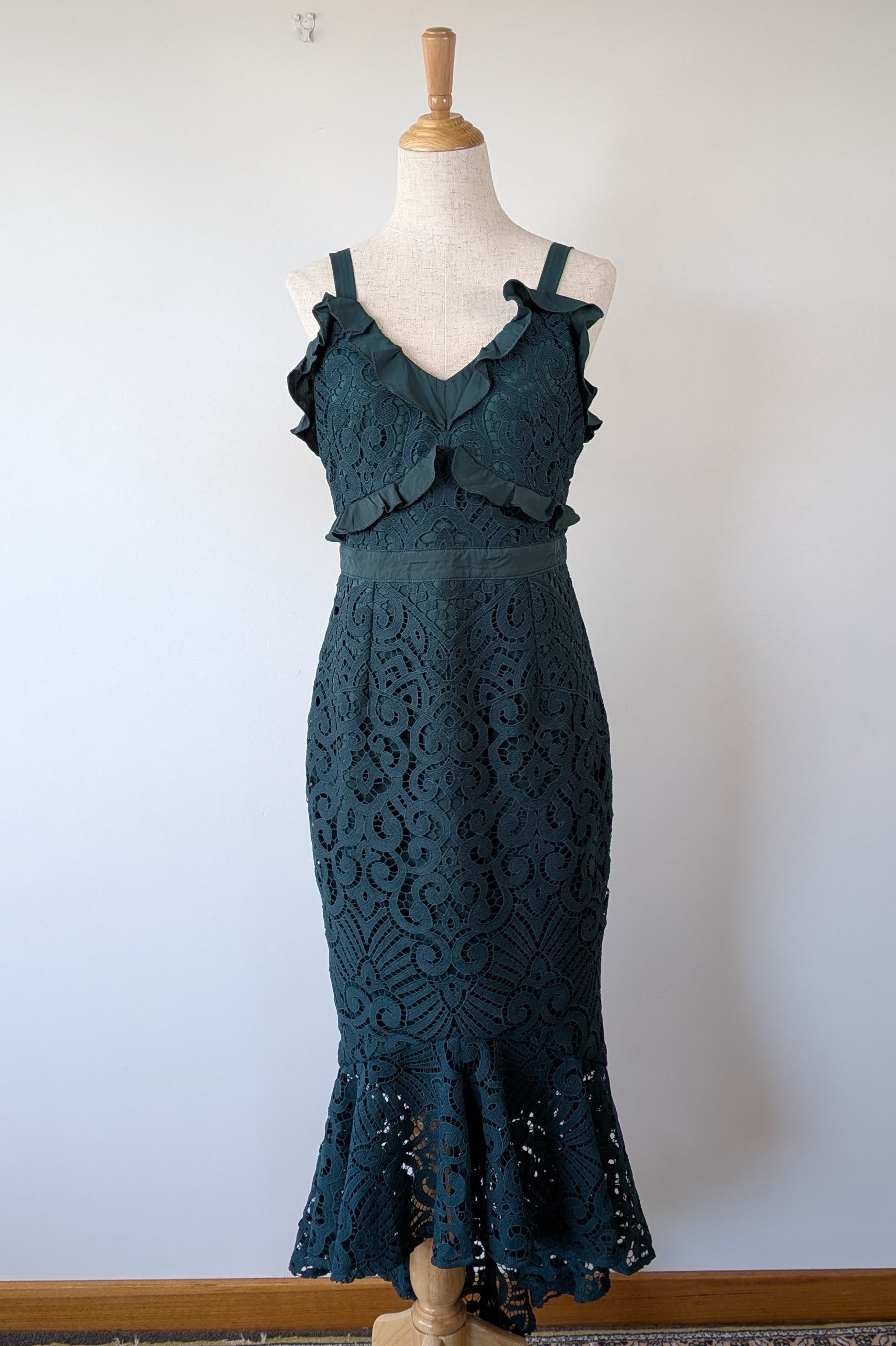 Two Sisters The Label Leanne Lace Midi Dress in Emerald Green Size 10 Brand New With Tags RRP $149