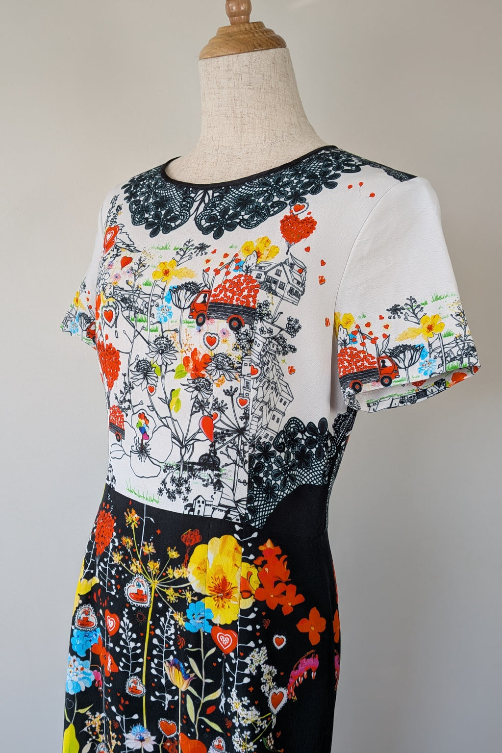 Piccione.Piccione Italian Designer Printed A-Line Dress Size 10/12