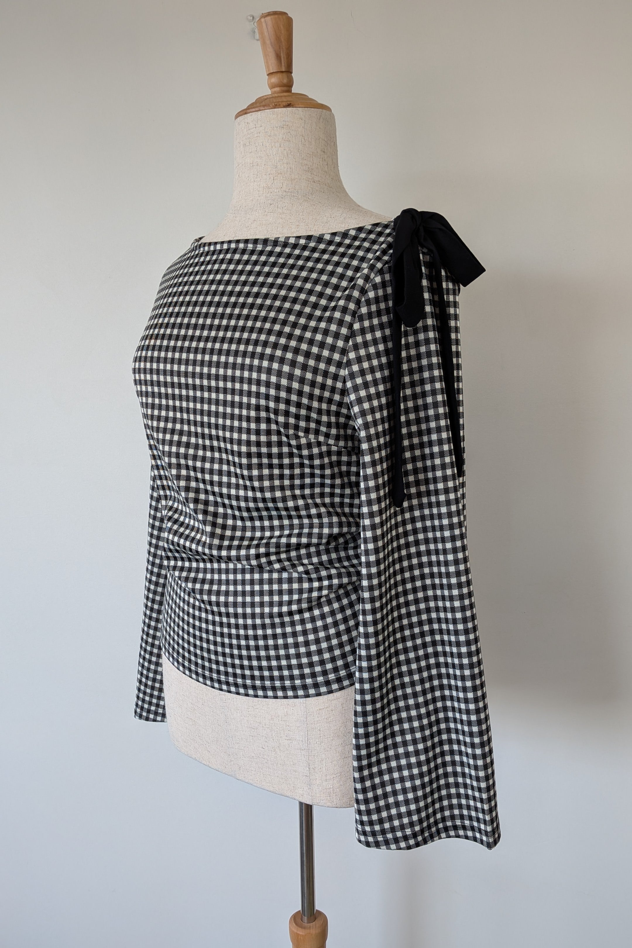 Cider Boat Neck Gingham Bowknot Ruched Long Sleeve Top Size 2XL Brand New With Tags RRP $60