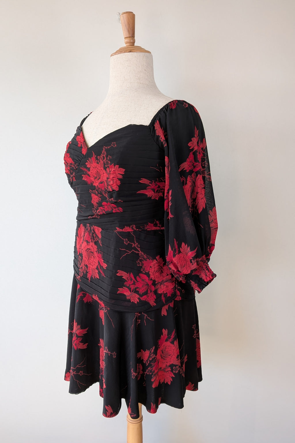 City Chic Crimson Garden Ruched Off The Shoulder Dress Size S