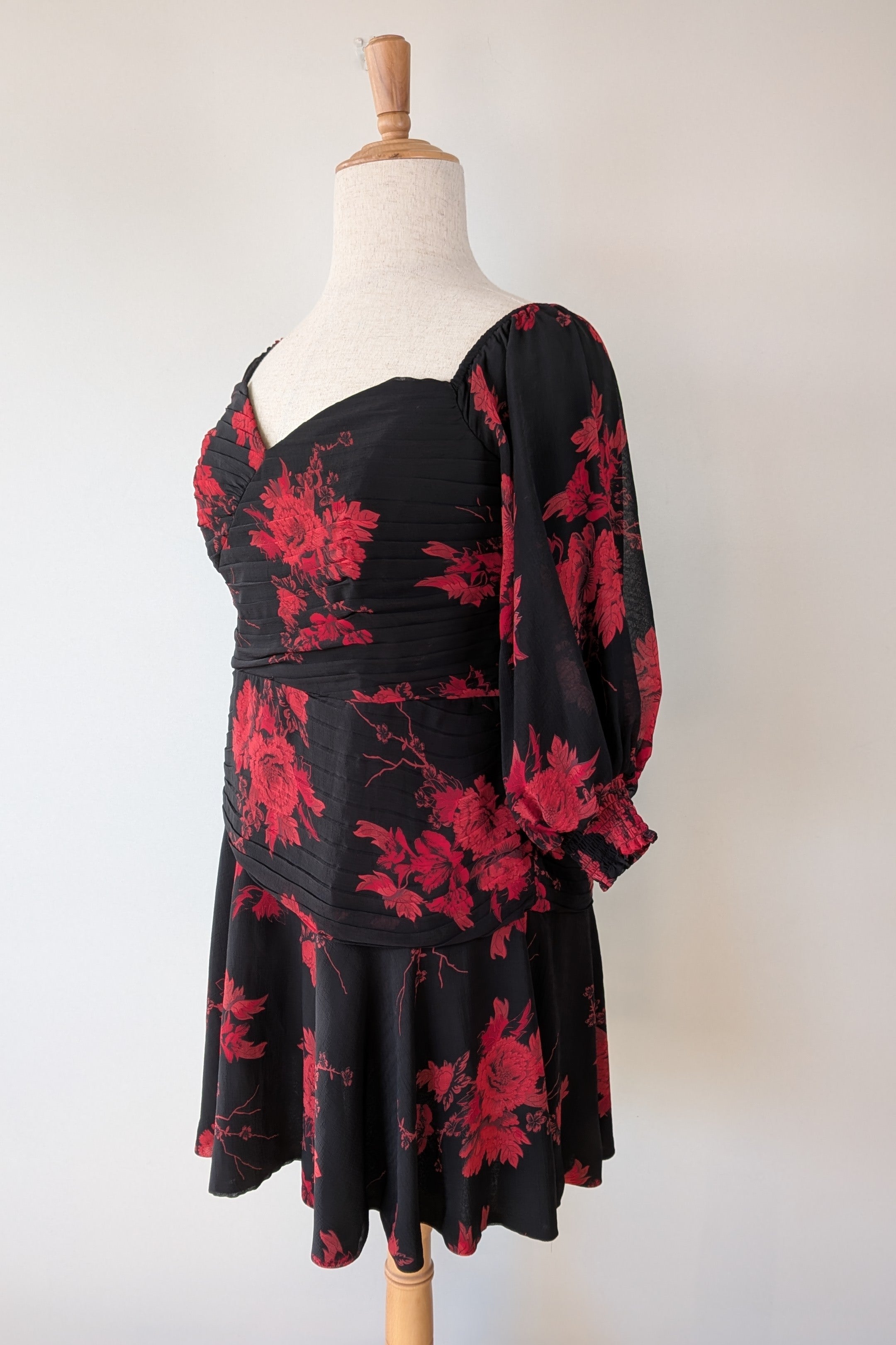 City Chic Crimson Garden Ruched Off The Shoulder Dress Size S