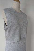 Ripe Maternity Silver Marle Layered Knit Nursing Dress Size M