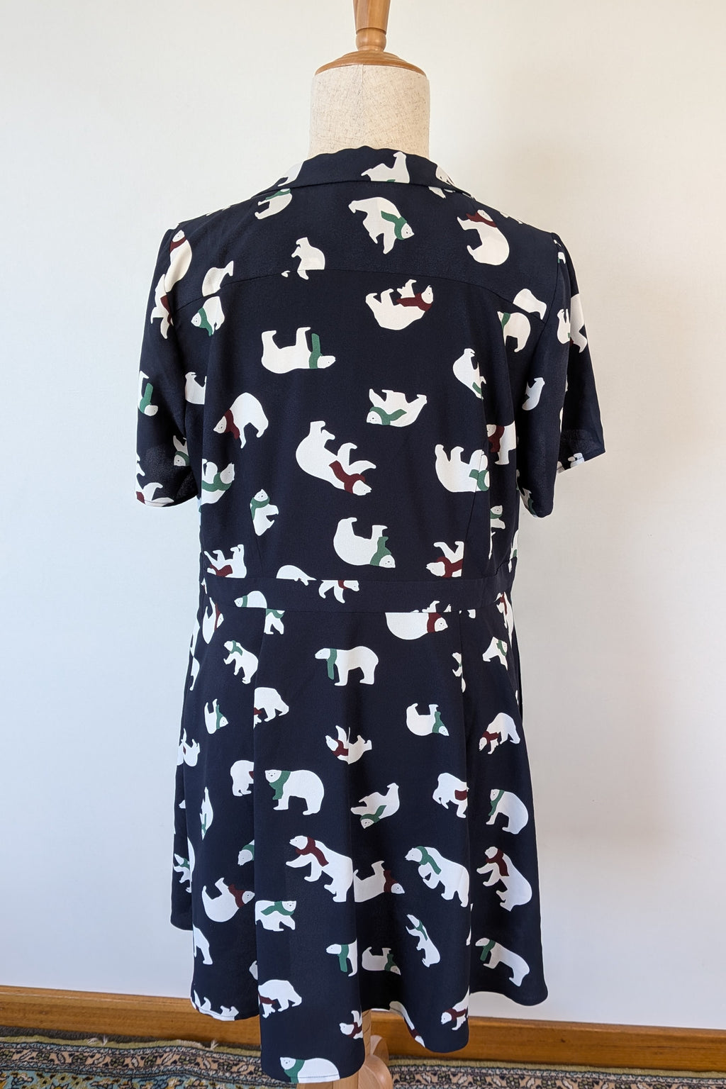 Modcloth Susan Bee Anthony Polar Bear Navy Fit & Flare Dress Size 20