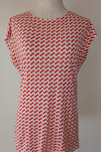 Country Road Geometric Red White Print Top Size S