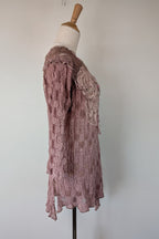 Lace Palace Antique Lace Crochet Pink Fairycore Tunic Top Size S/M