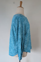 RB Sellars Teal Leopard Print Linen Blend Shirt Size 16