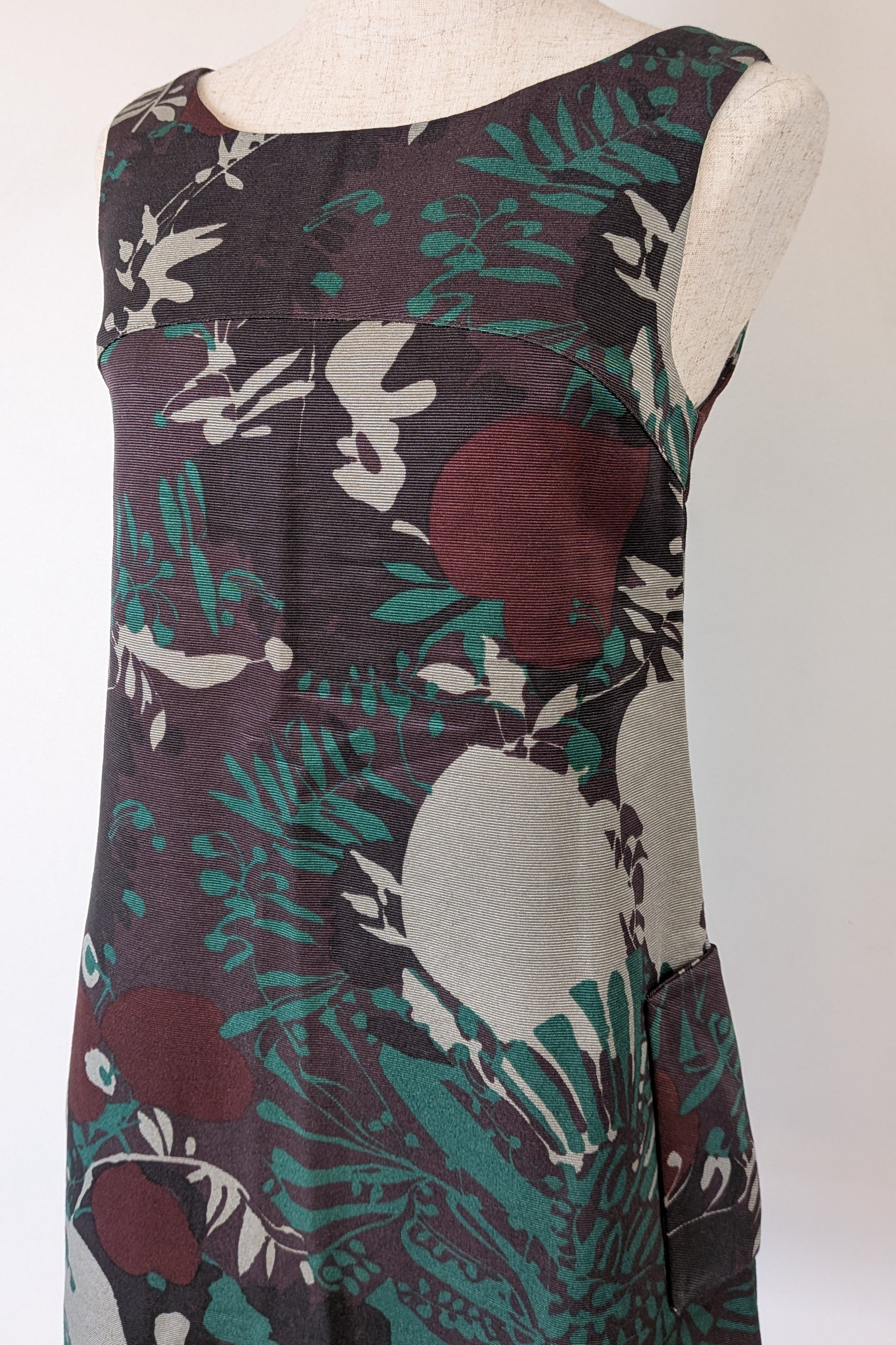 Vintage Cue Botanical Print Shift Dress Size 6