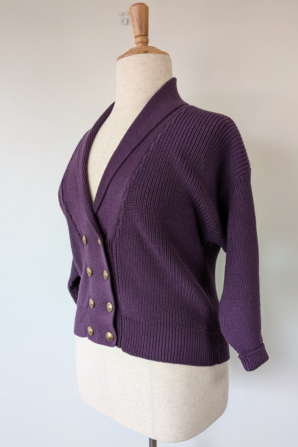 Vintage 80s Casaveen Pure New Wool Purple Cardigan (Made in Tasmania) Size 14