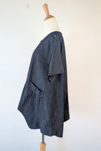 158C Blue Denim Cotton Blend Top in One Size