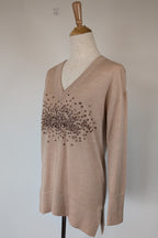 Witchery 100% Merino Wool Champagne Sequin Bead Detail Jumper Size XS
