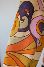 Never Fully Dressed Retro Groove Orange Wrap Midi Dress Size S
