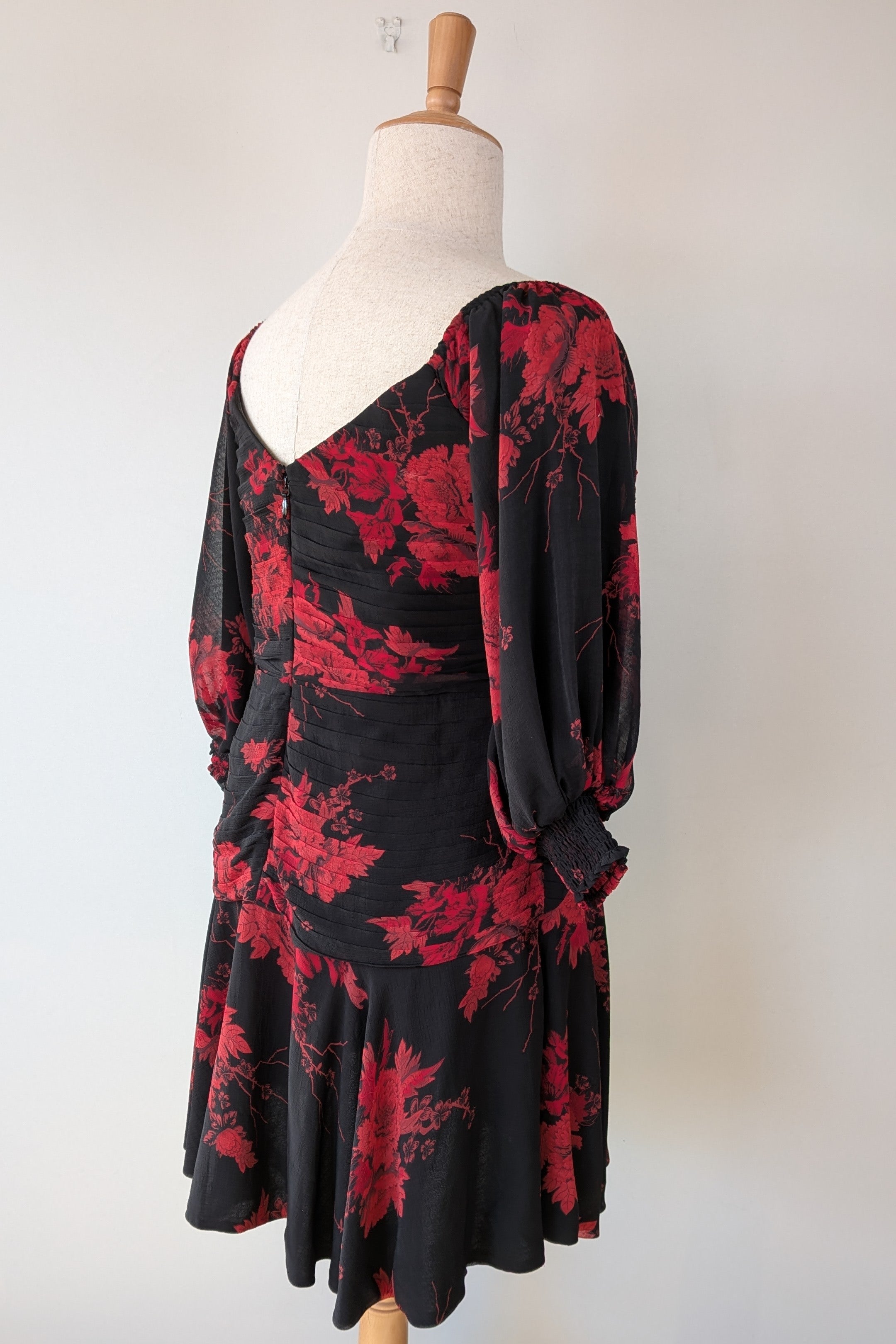 City Chic Crimson Garden Ruched Off The Shoulder Dress Size S