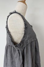 Montaigne Grey Pur Frayed Singlet Top in Linen Size S