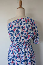 Witchery Linen One Shoulder Watercolour Print Midi Dress with Cut Out Size 16
